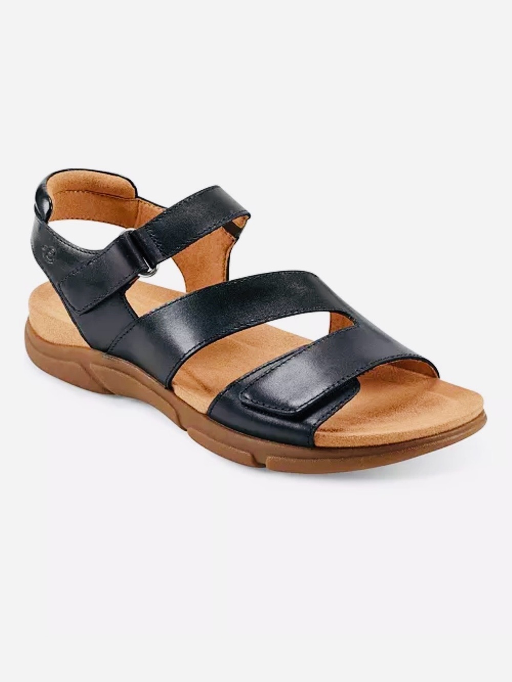 Easy Spirit Black Strappy Comfort Leather Sandal Open Toe size 9W